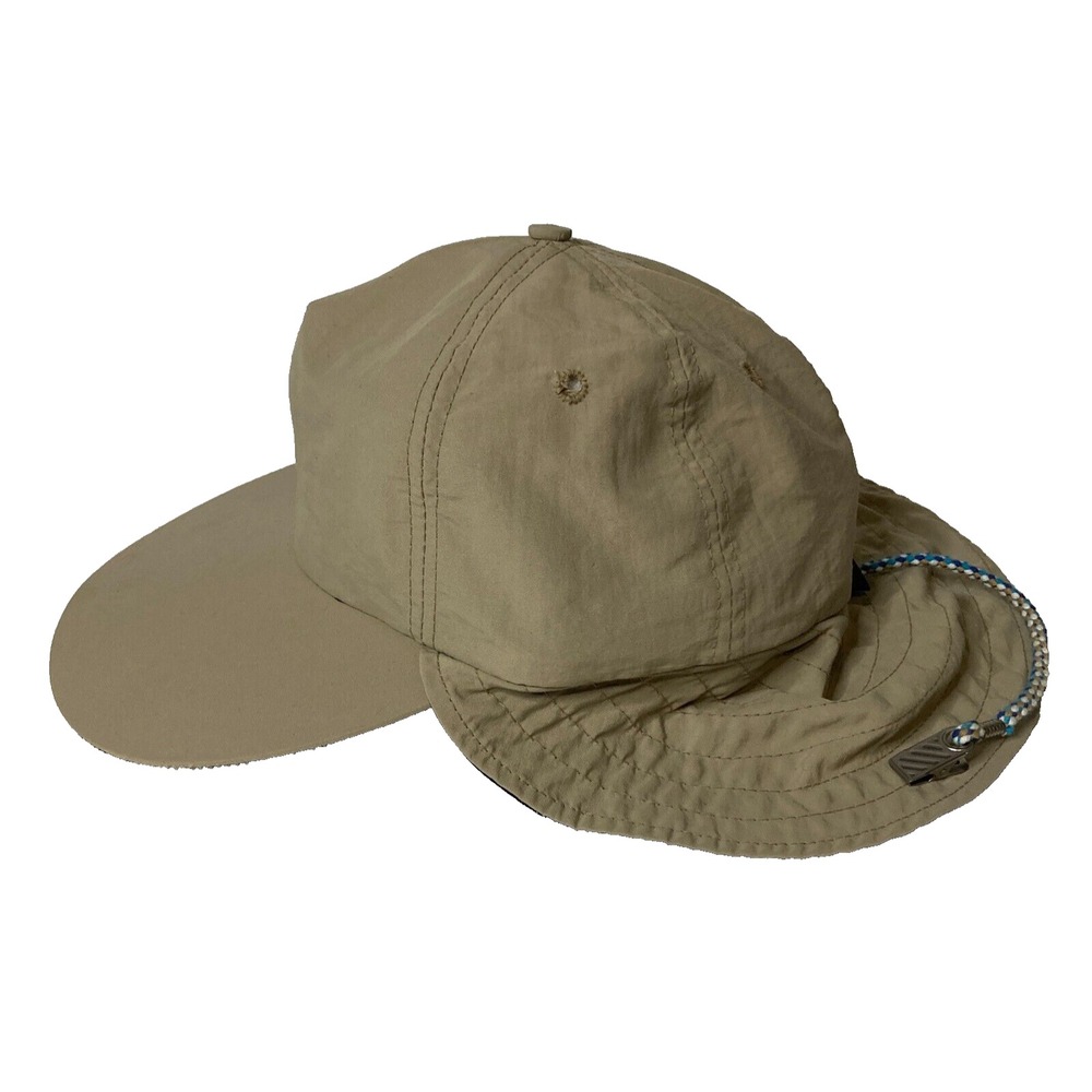 Vintage Columbia Sportswear Classic Fishing Hat Neckcover Clip Tan Made in USA